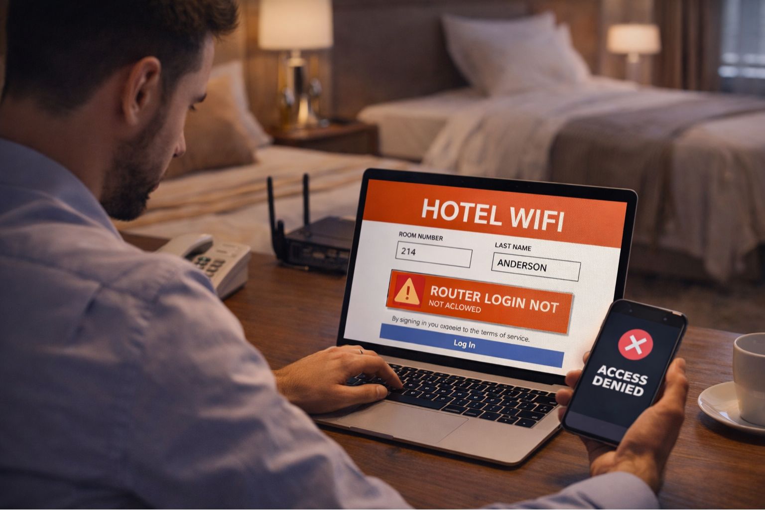 traveler connecting a travel router hotel wifi setup to access hotel network login portal traveler connecting a travel router hotel wifi setup to access hotel network login portal