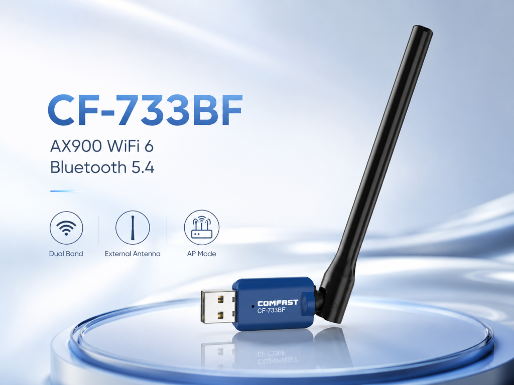 COMFAST CF-733BF: AX900 WiFi 6 and Bluetooth 5.4 in One Compact USB Adapter